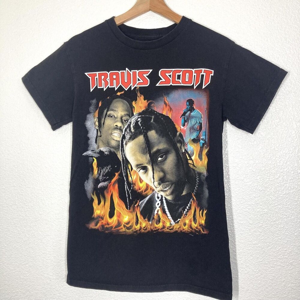 Travis Scott Shirt Mens S Graphic Flames Rap Hip Hop Concert Tour Tee Rapper